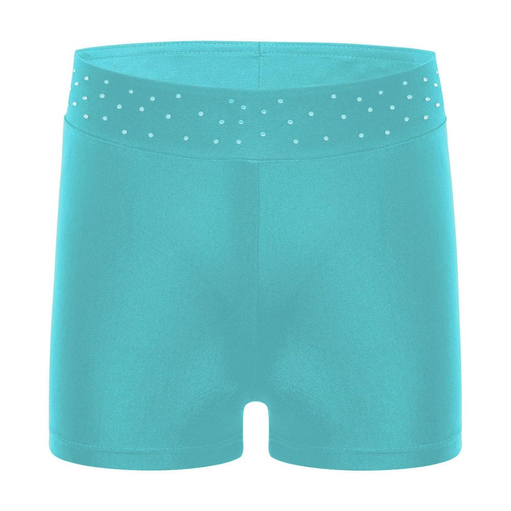Freebily Girls Boy-Cut Slim Fit Yoga Cheer Volleyball Hot Shorts Low Rise Gymnastics Dance Running Booty Bottom Undershort Blue Green C 8 Years