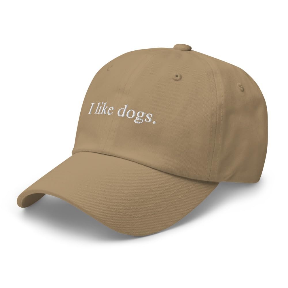 RIVEMUG I Like Dogs Curved Bill Cap Relaxed Fit Low Crown Non Structured Dad Hat Gift for Dog Lovers Khaki