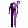 LiiYii Kids Girls Figure Ice Skating Jumpsuit Long Sleeves Gymnastics Leotards Bodysuit Full Body Dance Unitards Purple 10 Years view 2