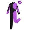 LiiYii Kids Girls Figure Ice Skating Jumpsuit Long Sleeves Gymnastics Leotards Bodysuit Full Body Dance Unitards Purple 10 Years view 4