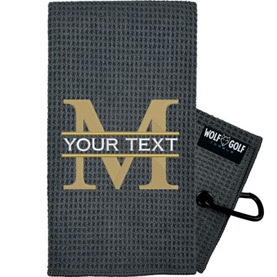Wolf Golf Towels Custom Golf Towel with Monogram | Personalized Golf Accessories for Men & Women | Add Your Text with Choice of Font and Thread Color