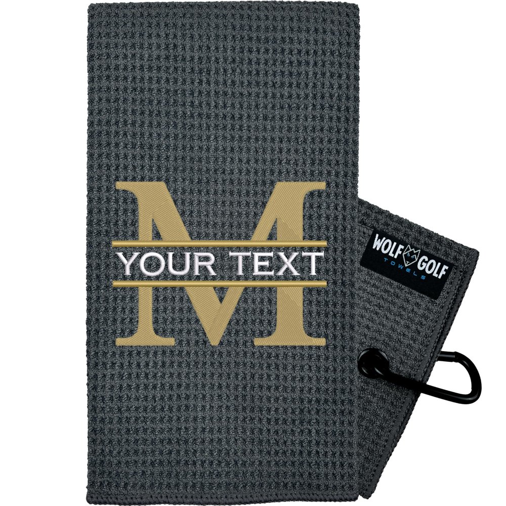 Wolf Golf Towels Custom Golf Towel with Monogram | Personalized Golf Accessories for Men & Women | Add Your Text with Choice of Font and Thread Color