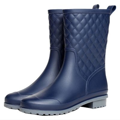 Womens Rain Boots Mid Calf Rubber Waterproof Lightweight Non Slip Comfortable Garden Boots Outdoor Casual Boots for Women (Color : Blue, Size : 9.5)