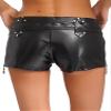 TiaoBug Women's Faux Leather Low Waist Skinny Shorts Rave Dance Booty Shorts for Casual Club Black Medium view 4