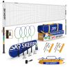 SKEERY Professional Badminton Set with Winch System,Portable Badminton Net Includes Carbon Aluminum Badminton Rackets Set of 4,3 Shuttlecocks and Bag,Badminton Sets for Backyards,Beach (White) view 1
