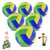 ELKCIP 6 Pack Volleyballs Official Size 5, Soft Bulk Recreational Volley Balls with Pump and Net Bag for Indoor Outdoor Beach Pool Water Sand Game Training Match for Beginner, Green view 1