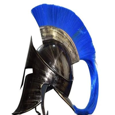 NineFit Basics Steel Antique King Leonidas Spartan Helmet Medieval Helmet with Plume, Large, As Shown in Image