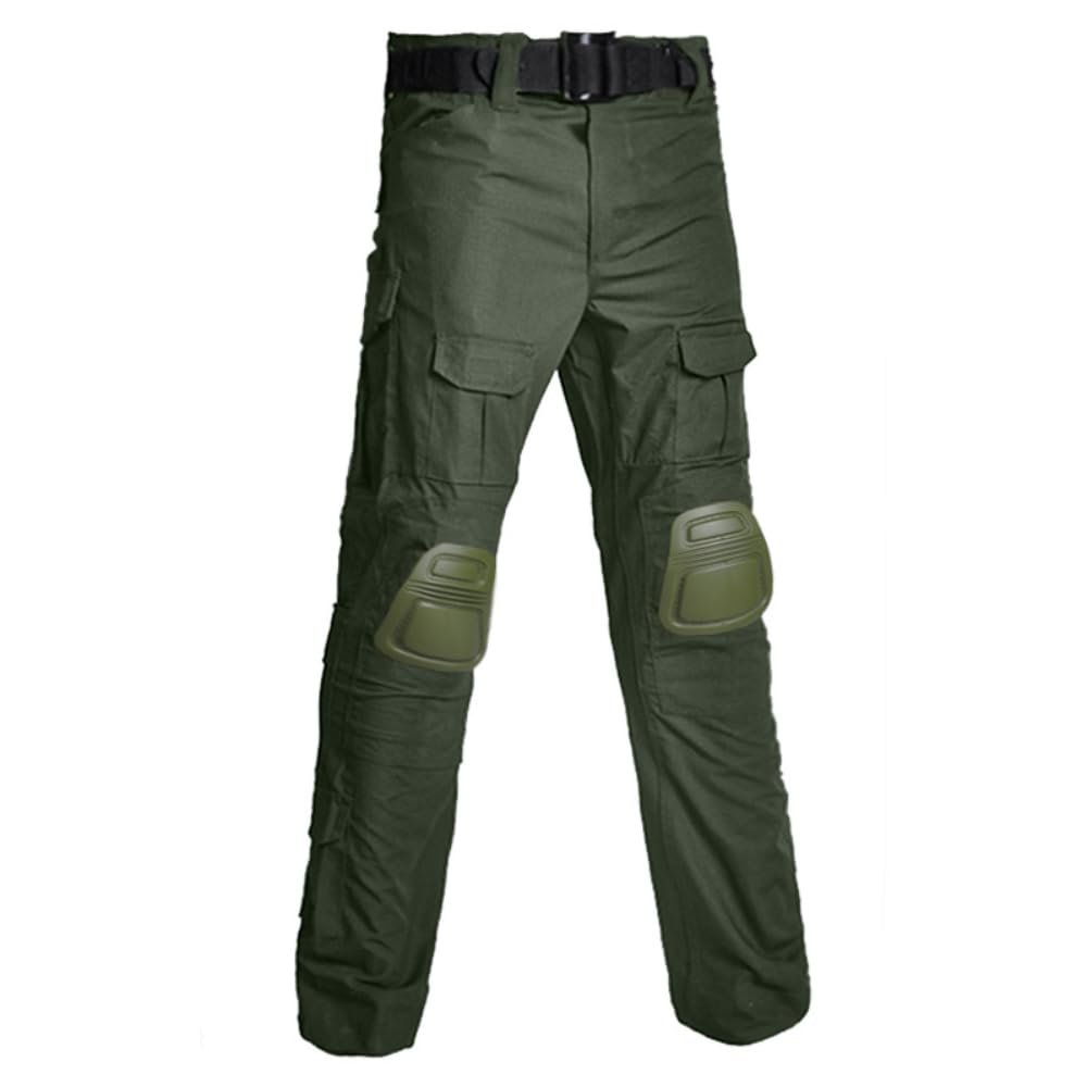 TOMITANY Mens Military Tactical Pants Slim Fit Cargo Camo Pant Waterproof Airsoft Combat Pants with Knee Pads Green L