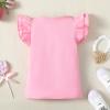 ZFZDRen 12M-7Y Toddler Baby Girls T Shirt Solid Color Blouse Ruffle Top Cotton Casual Tees Plain Shirt (5-6 Years, C048) view 3