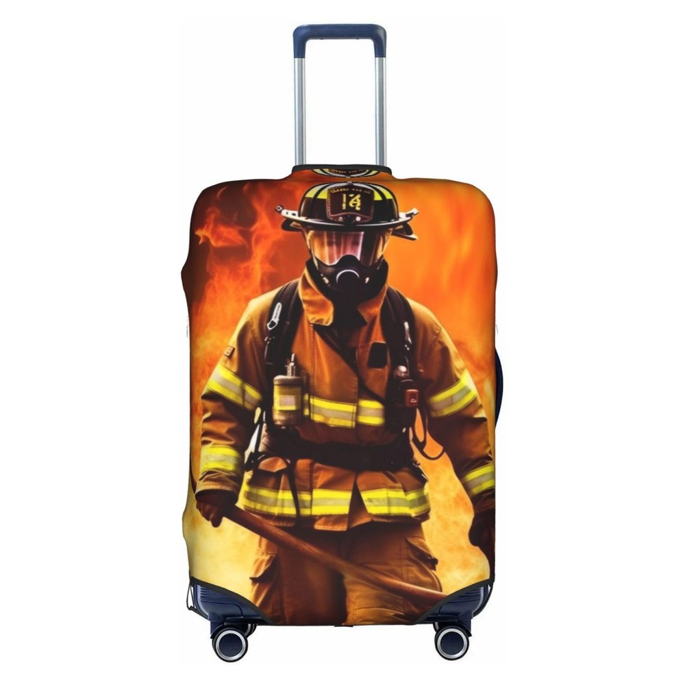 ZLYYXY Suitcase Cover Cute Firefighter Fireman Flametravel Luggage Cover Suitcase Protector Covers With Zip Washable For18in-32in Luggage, X-Large, 11437