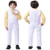 Mosedou Suits for Boys White Vest and Pants Set Kids Tuxedo Suit Boy Yellow Button Down Dress Shirt with Long Sleeves for Wedding Easter Outfit Size 5 view 2
