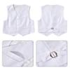 Mosedou Suits for Boys White Vest and Pants Set Kids Tuxedo Suit Boy Yellow Button Down Dress Shirt with Long Sleeves for Wedding Easter Outfit Size 5 view 4