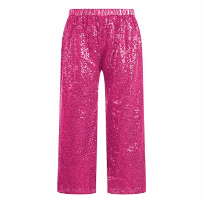 Agoky Kids Girls Sparkly Sequins Dance Pants Wide Leg Bell Bottoms Flared Trousers Hip Hop Jazz Disco Performance Costume Hot Pink D 6 Years