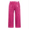 Agoky Kids Girls Sparkly Sequins Dance Pants Wide Leg Bell Bottoms Flared Trousers Hip Hop Jazz Disco Performance Costume Hot Pink D 6 Years view 2