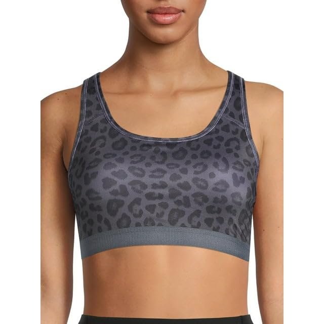 Avia Activewear Women's Sports Bra (Black Leopard - Small)