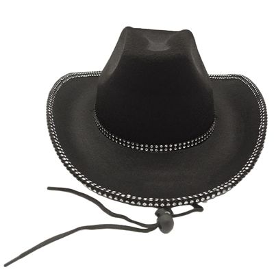 staol Diamond-Studded Cowboy Hat Bejeweled Disco Hat for Girl Boys Cowgirl Hat for Carnivals Music Festival Black, 1-5