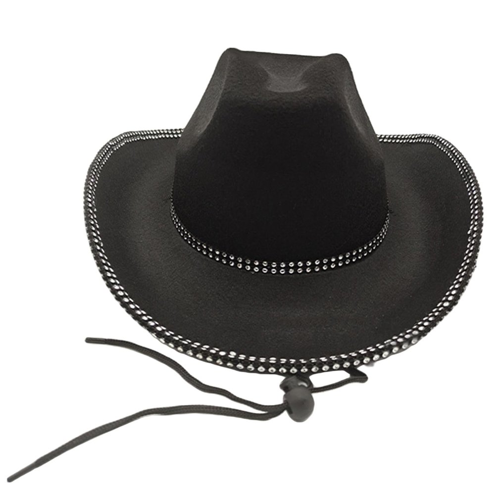 staol Diamond-Studded Cowboy Hat Bejeweled Disco Hat for Girl Boys Cowgirl Hat for Carnivals Music Festival Black, 1-5