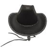 staol Diamond-Studded Cowboy Hat Bejeweled Disco Hat for Girl Boys Cowgirl Hat for Carnivals Music Festival Black, 1-5 view 1