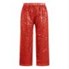 Agoky Kids Girls Sparkly Sequins Dance Pants Wide Leg Bell Bottoms Flared Trousers Hip Hop Jazz Disco Performance Costume Red D 16 Years view 1