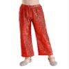 Agoky Kids Girls Sparkly Sequins Dance Pants Wide Leg Bell Bottoms Flared Trousers Hip Hop Jazz Disco Performance Costume Red D 16 Years view 3