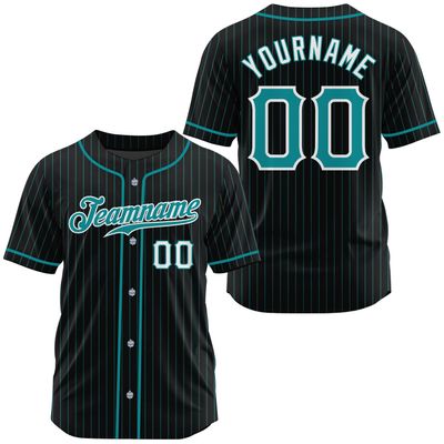 NineFit Basics Custom Aqua White Stripes Baseball Jersey, Personalized Stitched Printed Team Name Number Logo Baseball Shirt for Men Youth Women
