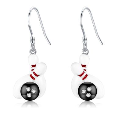 Bowling Earrings Sterling Silver Sports Earrings Bowling Ball Jewelry Gifts for Women