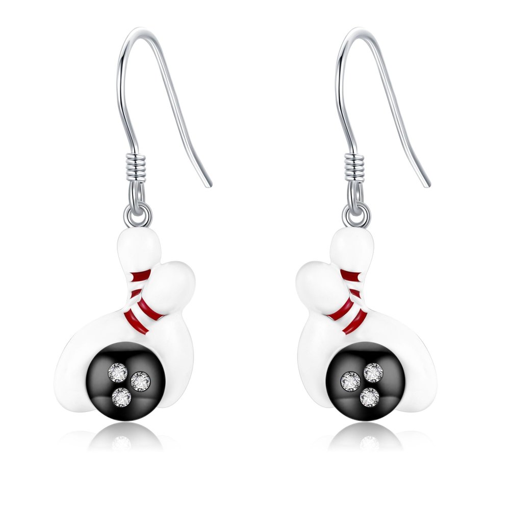 Bowling Earrings Sterling Silver Sports Earrings Bowling Ball Jewelry Gifts for Women