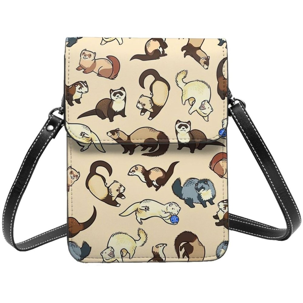 XULLZH Hairy Ferret Print Fashion Small Crossbody Bags Cell Phone Purse With Credit Card Slots Women Wallet