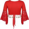 JL&RC Belly Dance Hip Scarf Sexy Tassel Round Sequin Waist Chain Indian Dance Training Dress Set Waist Scarf (Red,XL), X-Large view 4