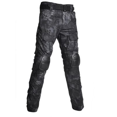 TOMITANY Mens Military Tactical Pants Slim Fit Cargo Camo Pant Waterproof Airsoft Combat Pants with Knee Pads Black Python L