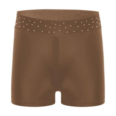 Freebily Girls Boy-Cut Slim Fit Yoga Cheer Volleyball Hot Shorts Low Rise Gymnastics Dance Running Booty Bottom Undershort Brown C 6 Years