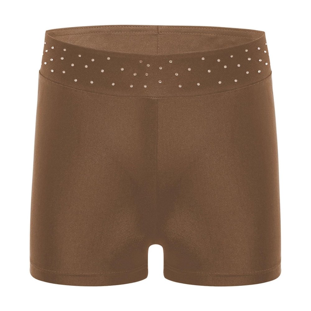 Freebily Girls Boy-Cut Slim Fit Yoga Cheer Volleyball Hot Shorts Low Rise Gymnastics Dance Running Booty Bottom Undershort Brown C 6 Years