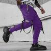 XYXIONGMAO Men's Jogger Techwear Pants Hip Hop Goth Streetwear Harem Sweat Tactical Track Multi Pocket Black Joggers Cargo Cool Baggy Pants (Purple,L) view 4