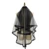 Muloo Gothic Wedding Bride Veil with Lace Floral Trim Girls Bride Long Tulle Wedding Tiaras for Halloween Women Photography view 3