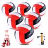 ELKCIP 6 Pack Volleyballs Official Size 5, Soft Bulk Recreational Volley Balls with Pump and Net Bag for Indoor Outdoor Beach Pool Water Sand Game Training Match for Beginner Women, Black view 1