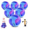 ELKCIP 6 Pack Volleyballs Official Size 5, Soft Bulk Recreational Volley Balls with Pump and Net Bag for Indoor Outdoor Beach Pool Water Sand Game Training Match for Beginner Women, Purple Blue view 1
