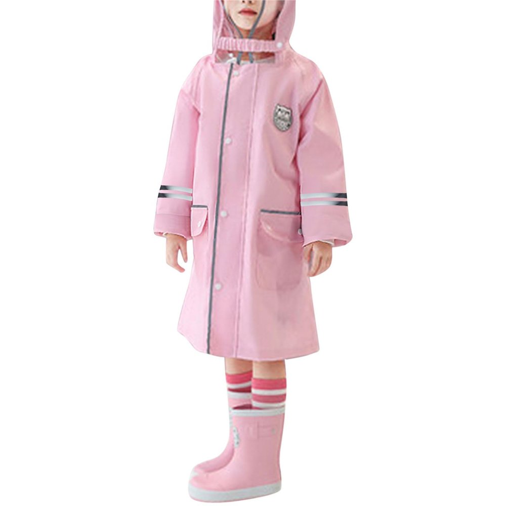 Boy Rain Coat Toddler Raincoat Girls Rain Poncho Lightweight Waterproo Kids Youth Rain Jacket with (Pink, 4-5 Years)
