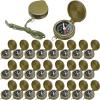 JaGely 24 Pcs Compass Bulk Gift Small Mini Pocket Compass with Hanging Rope for Military Camping Survival Outdoor Hiking Hunting Climbing(Army Green) view 1