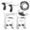 Qcdou Complete Bike Brakes Set, Universal Front and Rear Bike Brake, V-Type Bicycle Brake Set, Inner and Outer Callipers Cables Lever Kit for Most Bicycle - Silver view 1