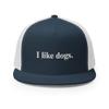 RIVEMUG I Like Dogs Flat Bill Trucker Hat High Crown Adjustable Cap Gift for Dog Lovers Navy/White view 2