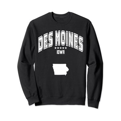 Retro Des Moines Iowa IA Throwback Men Women Sweatshirt