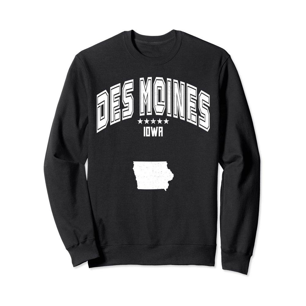 Retro Des Moines Iowa IA Throwback Men Women Sweatshirt