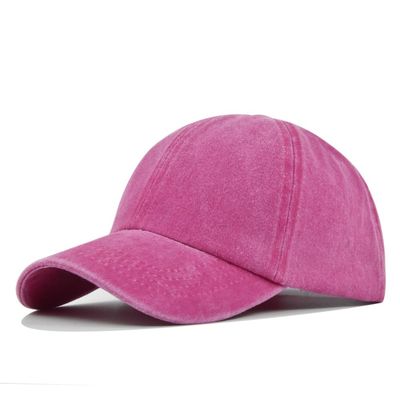 Pure Color Vintage Washed Denim Cabbie Baseball Cap 100% Cotton Sun Protection Hat for Kids with Adjustable Buckle (Small,Rose red)