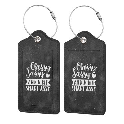 Classy Sassy and A Bit Smart Assy Luggage Tags Stainless Steel Loop Luggage Tag with Privacy Cover, for Travel Suitcase 4 PCS