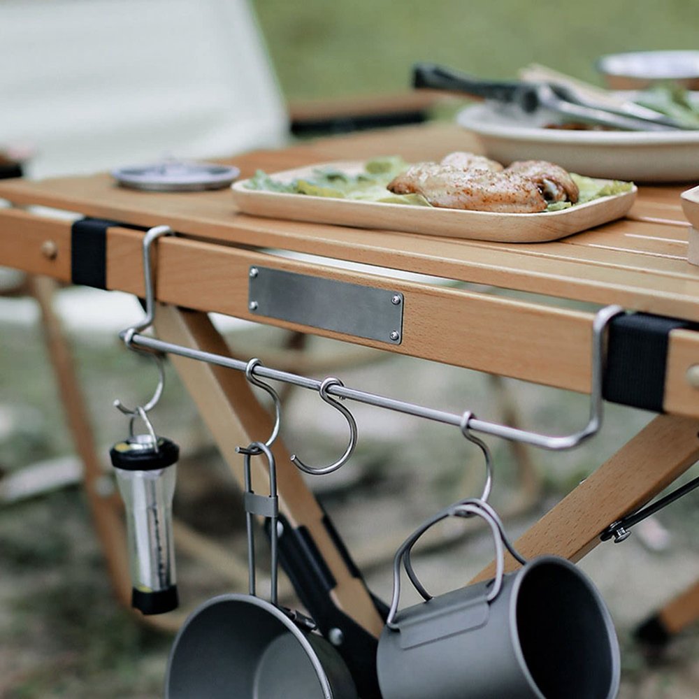 BEIJIALY Cookware Hanging Rack, Camping Desk Side Rack, Camping Table Side Hanger, Camping Hanger Hook, Outdoor Picnic Barbecue Portable Rack Accessories