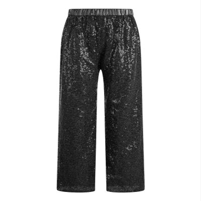 Agoky Kids Girls Sparkly Sequins Dance Pants Wide Leg Bell Bottoms Flared Trousers Hip Hop Jazz Disco Performance Costume Black D 6 Years