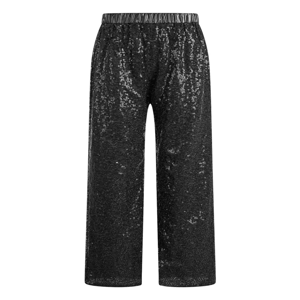 Agoky Kids Girls Sparkly Sequins Dance Pants Wide Leg Bell Bottoms Flared Trousers Hip Hop Jazz Disco Performance Costume Black D 6 Years