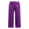 Agoky Kids Girls Sparkly Sequins Dance Pants Wide Leg Bell Bottoms Flared Trousers Hip Hop Jazz Disco Performance Costume Purple D 16 Years view 2