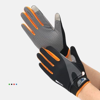 ANJMEICH Cycling Gloves Thin for Outdoor Mountain Bike Anti-Slip Breathable Mountain Climbing Sports Gym Gloves (Orange, Small)