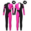LiiYii Kids Girls Figure Ice Skating Jumpsuit Long Sleeves Gymnastics Leotards Bodysuit Full Body Dance Unitards Hot Pink&Black 10 Years view 1